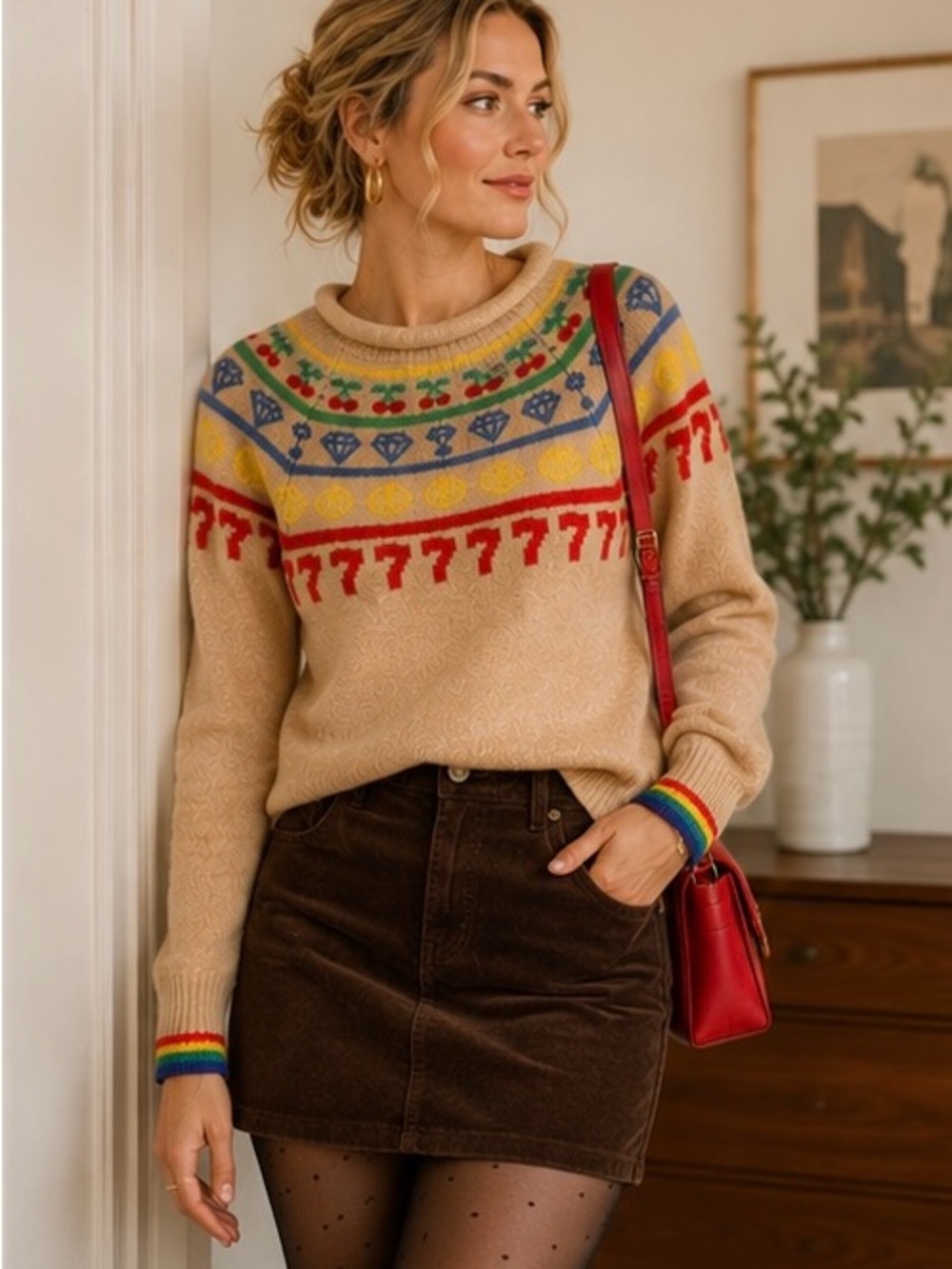 Rachel Antonoff Jackpot Alpaca Fair Isle Sweater S - Picture 11 of 14